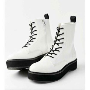 White Lace-Up Boots